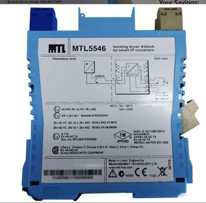 MTL5546 MTL ไดรเวอร์แยกสําหรับเครื่องวางตําแหน่งวาล์ว HART® ขนาด 420mA พร้อมการตรวจสอบความผิดพลาดสาย