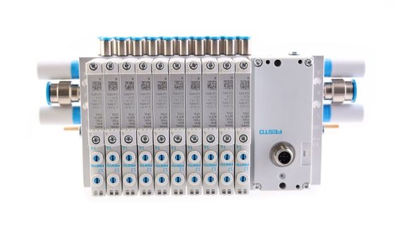 Festo Valve manifold VTUG พร้อมพล็อกหลายปินหรือการเชื่อมต่อรถไฟฟ้า VTUG-14-VRPT-B1T-Q12B-UB-Q6SU-24K+TTSC