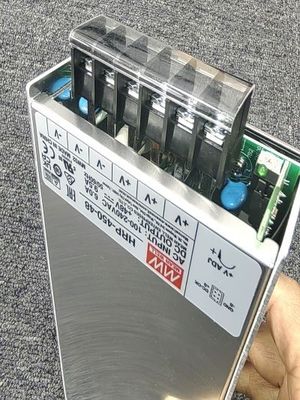 Mean Well HRP-450-48 48Vdc 9.5A พลังงานไฟฟ้า PFC 8 Outputs Analog กระชับ 100 มม x 100 มม x 100 มม ขนาด