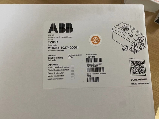 ABB V18345-1027420001 ตัวควบคุมตำแหน่งไฟฟ้าแบบนิวเมติก พร้อมใบรับรอง ATEX
