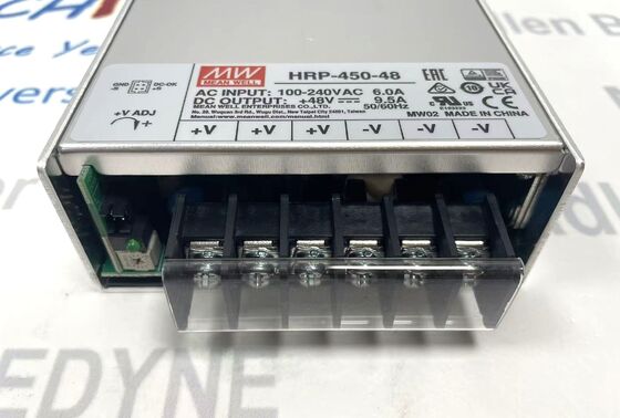 Mean Well HRP-450-48 48Vdc 9.5A พลังงานไฟฟ้า PFC 8 Outputs Analog กระชับ 100 มม x 100 มม x 100 มม ขนาด