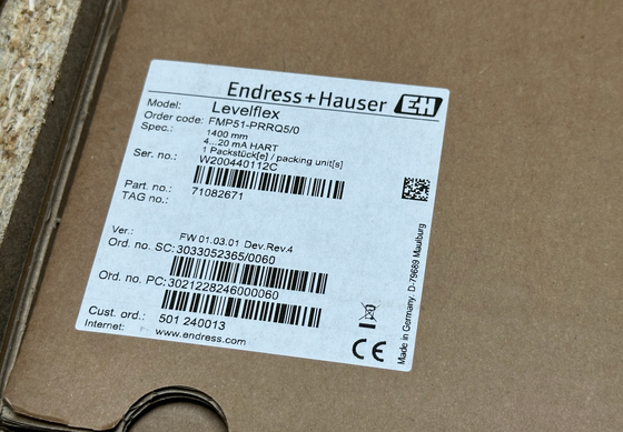 E+H FMP51-PRRQ5/0 เครื่องส่งระดับเรดาร์คลื่นที่นําทางแบบ Levelflex