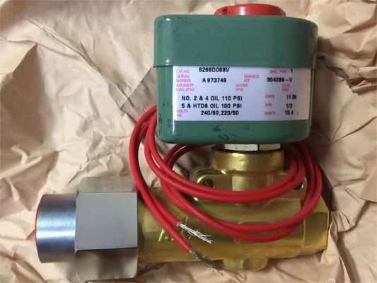 8266D069V 1/2" NPT Emerson ASCO 2 Way Solenoid Valve น้ํามันเชื้อเพลิง 120VAC 1/4"
